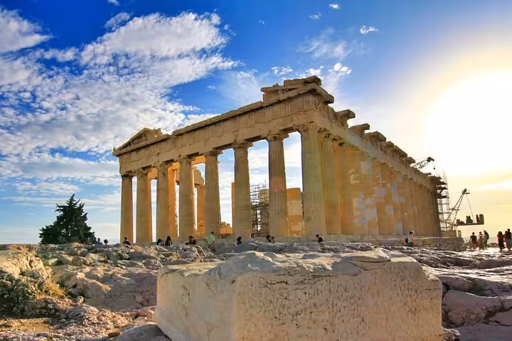 Parthenon on the Acropolis at golden hour, highlight stop on a Best of Athens full-day private tour