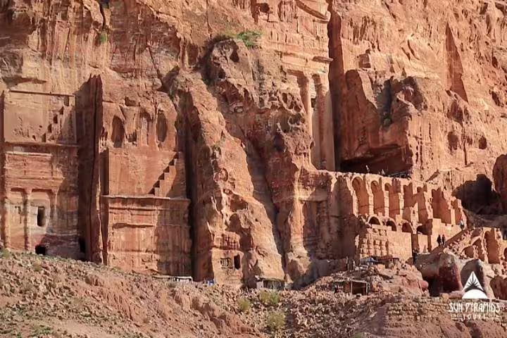 Rock-cut tombs and carved facades in Petra, Jordan, on a Cairo Luxor Aswan and Petra 12-day tour package