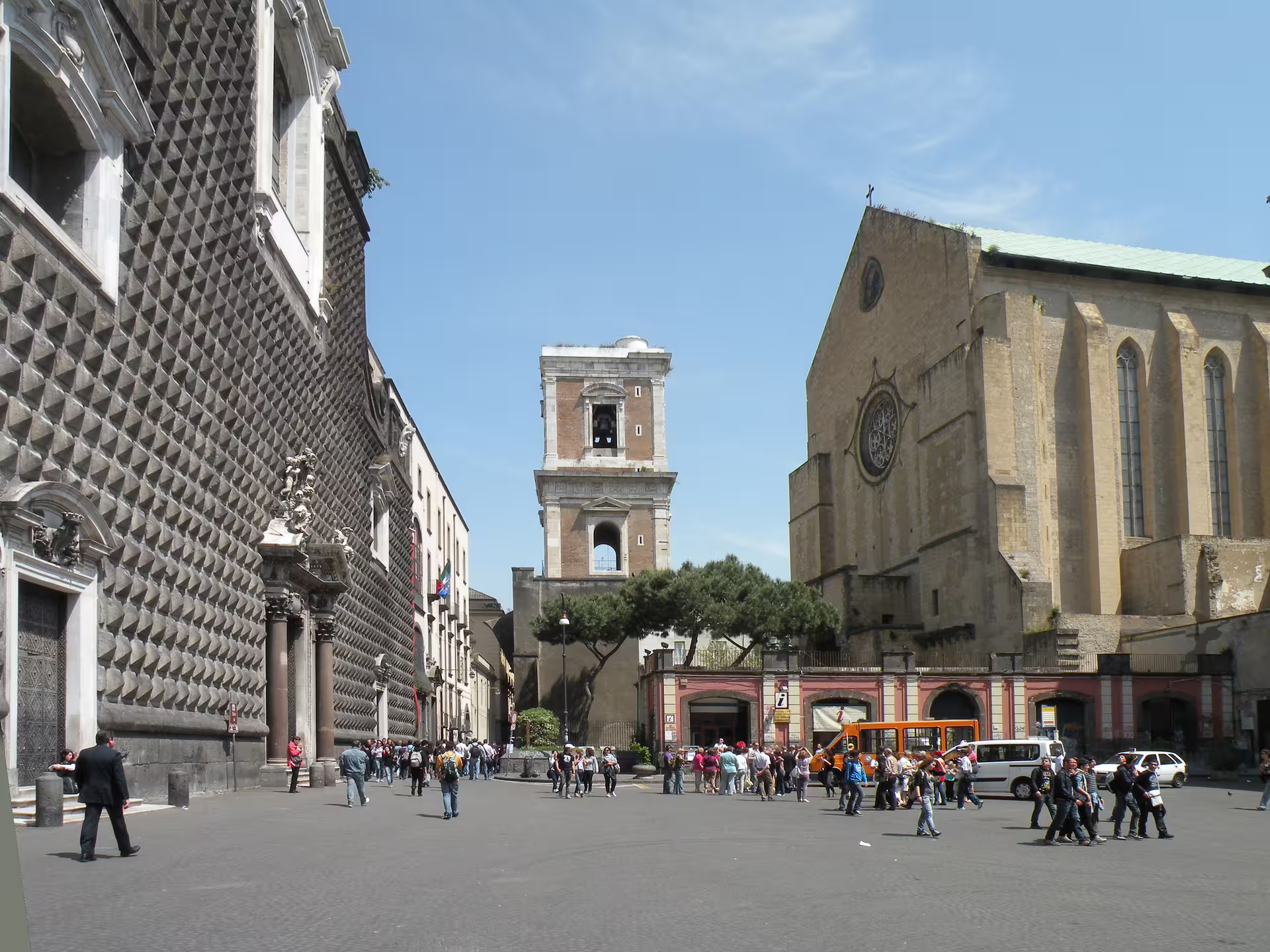 Piazza del Gesù Nuovo in Naples, a key stop on a Naples street food tour through the historic center