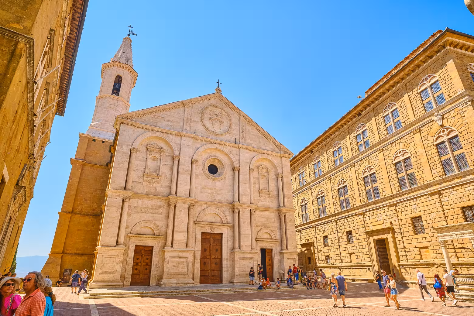 Explore Pienza's historic cathedral and charming square on the Val d'Orcia private tour from Florence.