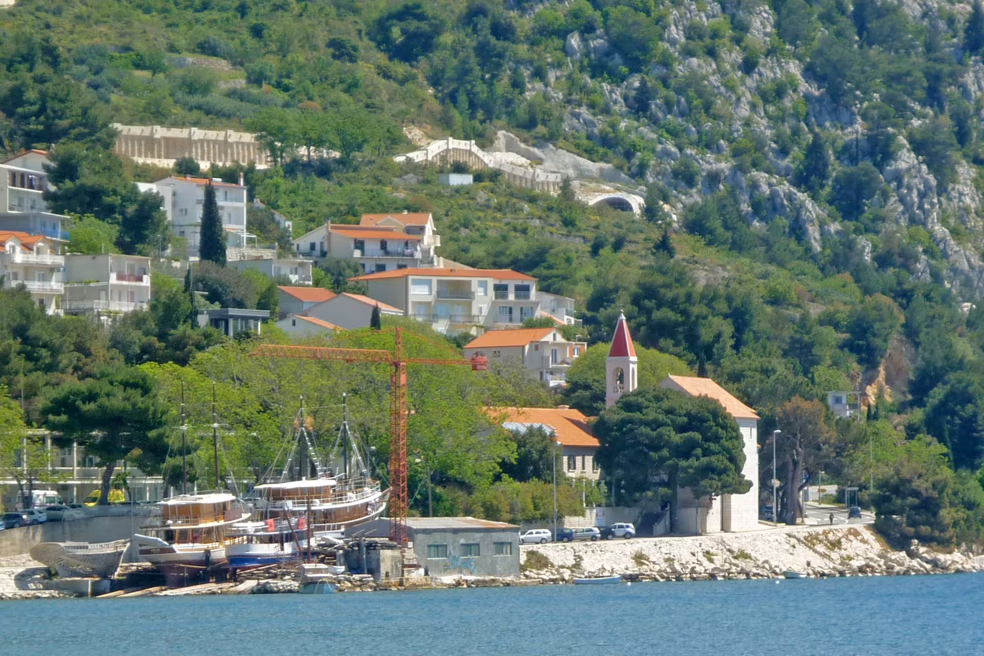 Scenic Omiš harbor and hillside village on the Adriatic, a highlight of the Pirates of Omiš adults-only tour
