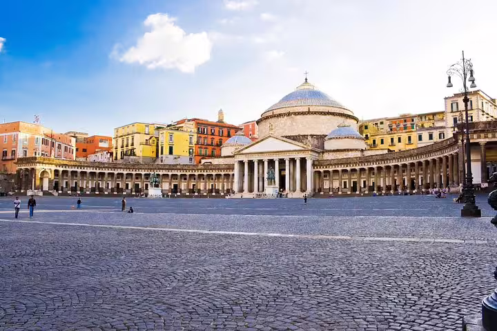 Piazza del Plebiscito and Basilica of San Francesco di Paola on Pompeii and Naples group tour from Naples