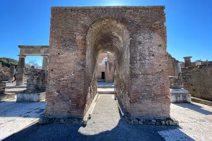 Discover the well-preserved ruins of Pompeii with stunning ancient brickwork on a guided tour from Rome.