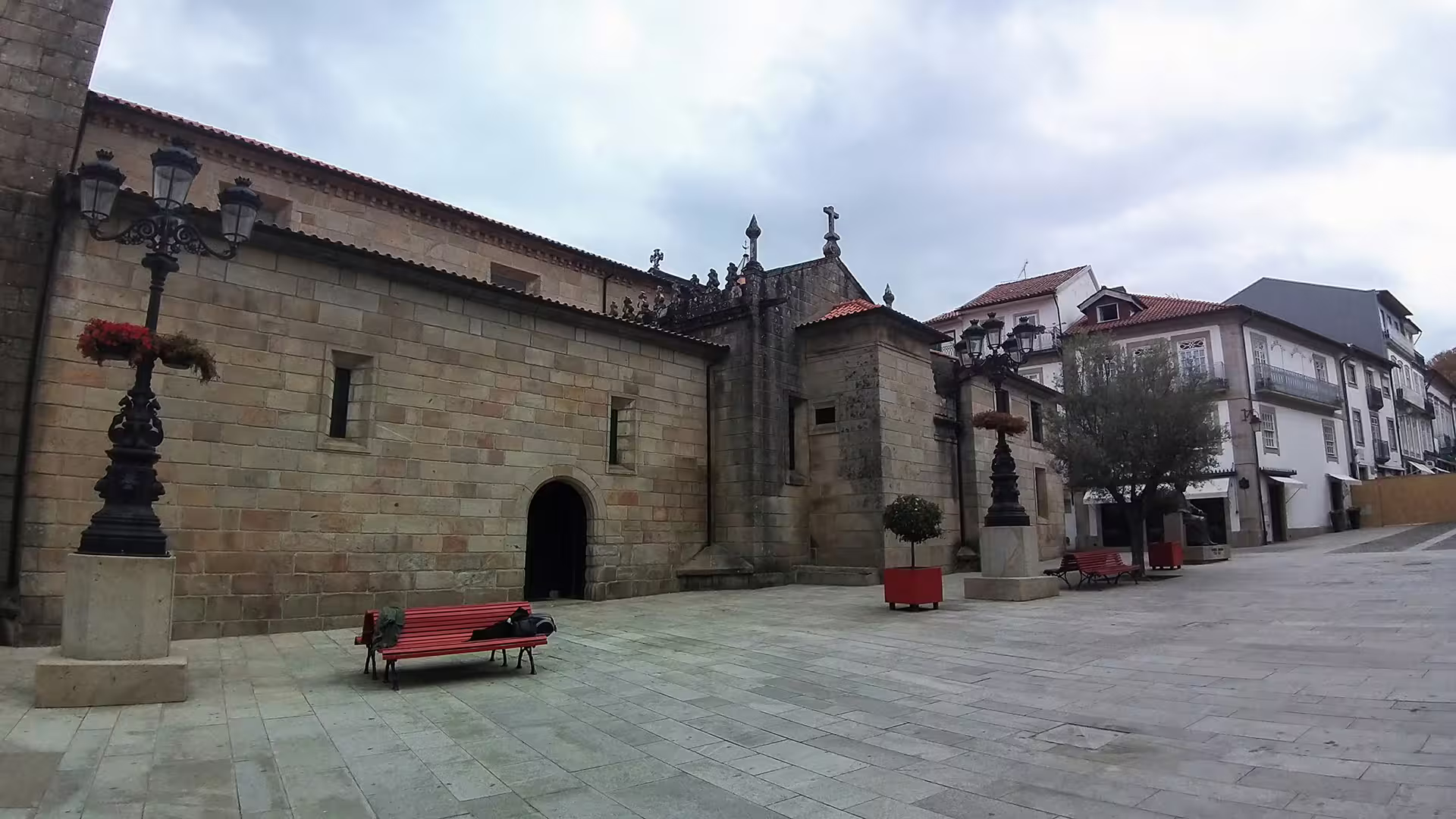 Historic stone church and charming square in Ponte de Lima, perfect for exploring on a private Vinho Verde region tour.