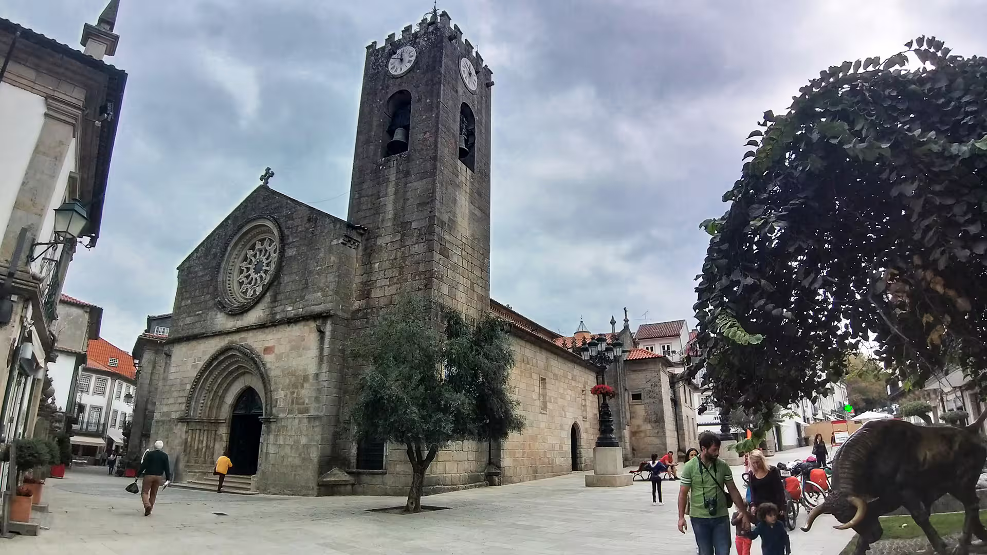 Historic stone church in Ponte de Lima town square, perfect for exploring on a private Vinho Verde region tour.