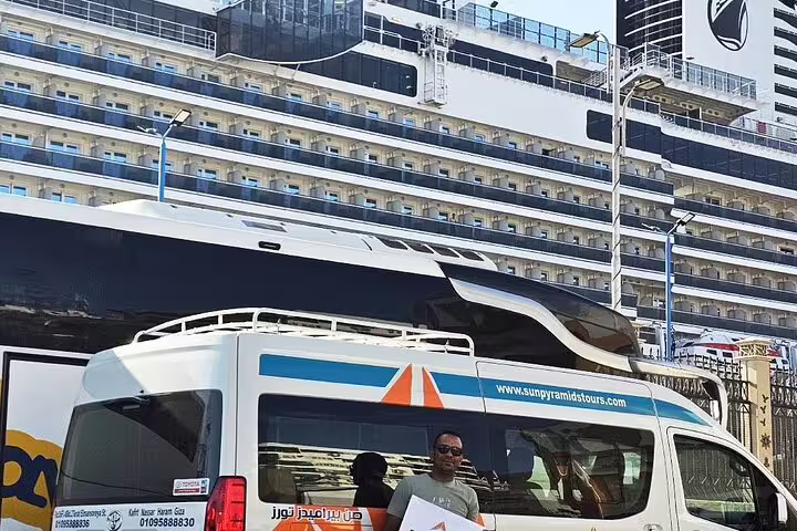 Private Port Said shore excursion van pickup at cruise terminal for Giza Pyramids and Egyptian Museum tour
