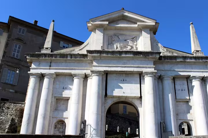 Porta San Giacomo in Bergamo Old Town, a highlight on the self-guided scavenger hunt and walking tour