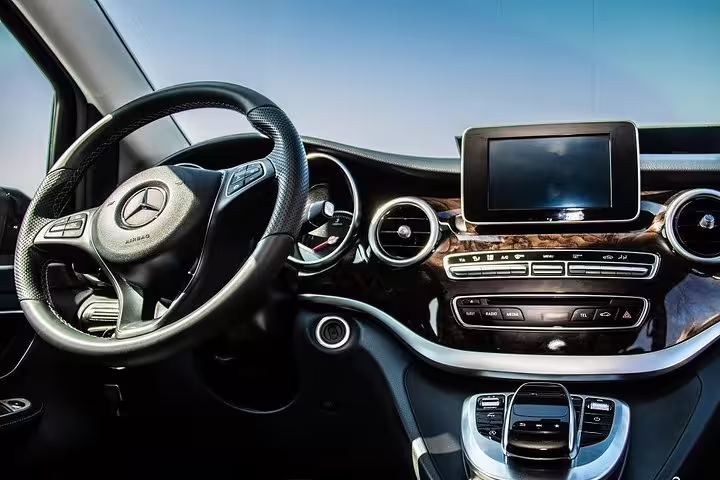 Luxurious Mercedes interior featured in Porto Private Airport Arrival Transfer service.