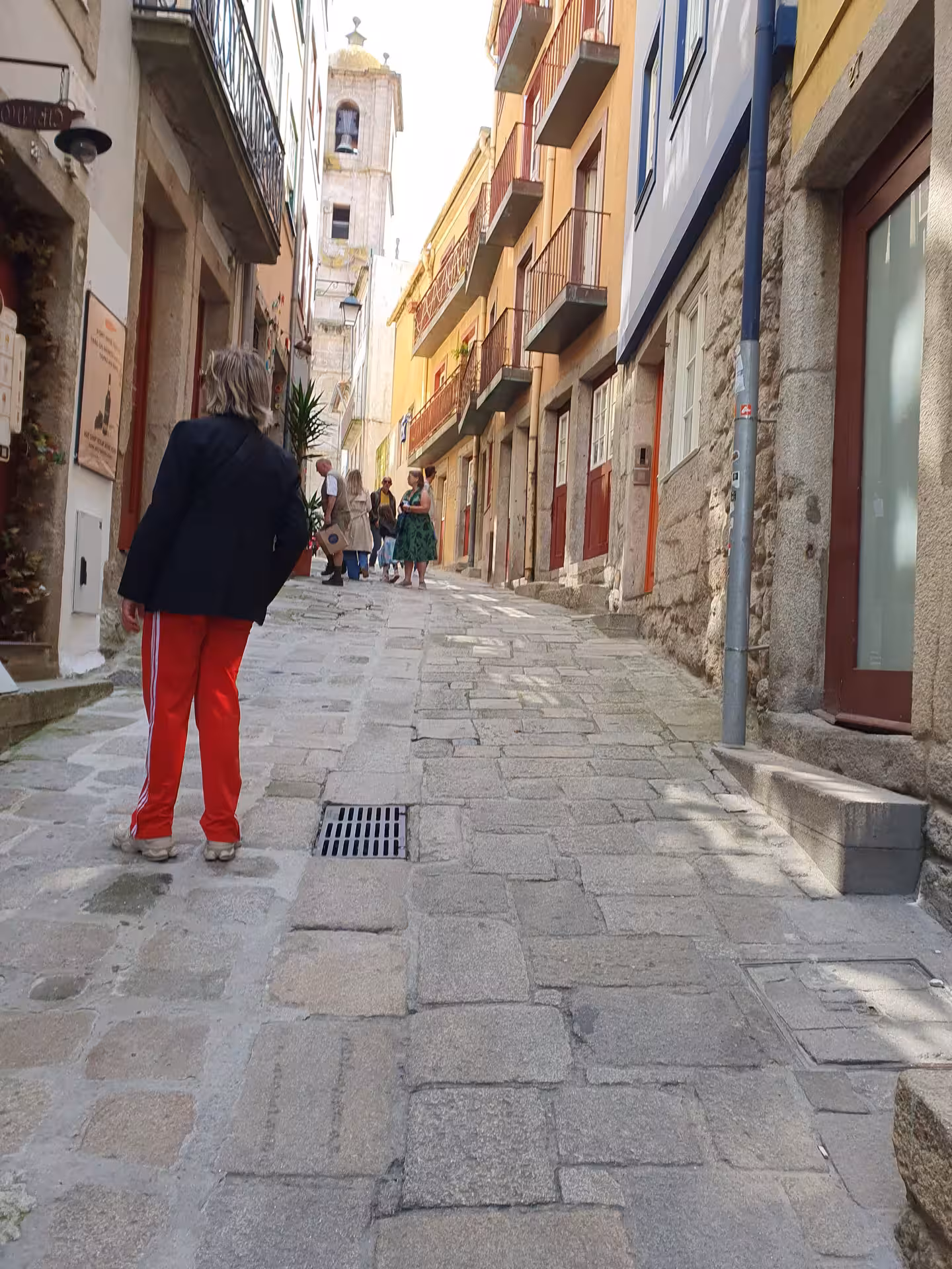 Charming cobbled street in Porto's old town, showcasing colorful houses and vibrant local life on the tour.