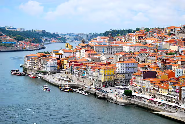 Scenic view of Porto's colorful Ribeira district along the Douro River, ideal for a captivating small-group walking tour.
