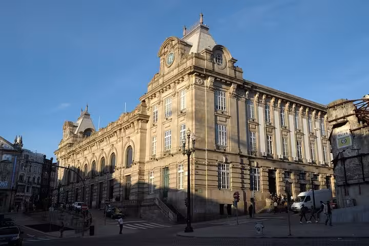 Stunning view of the historic São Bento railway station exterior in Porto, perfect for e-bike tours with local guides.