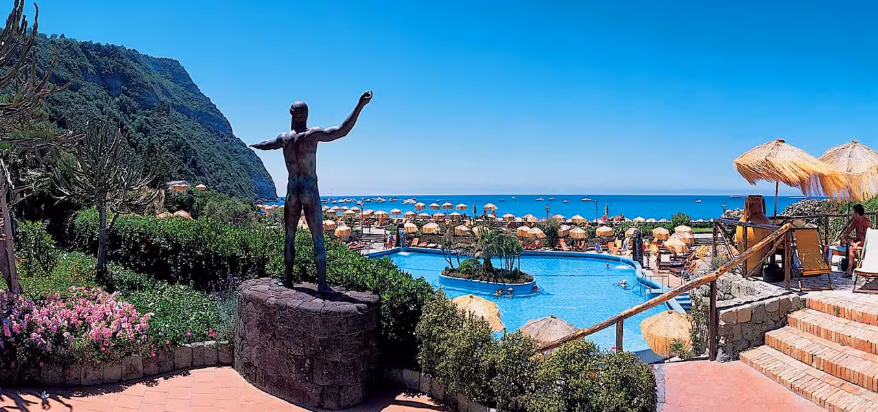 Panoramic Poseidon Thermal Gardens Ischia pools by Citara Beach, entry ticket with hotel transfer