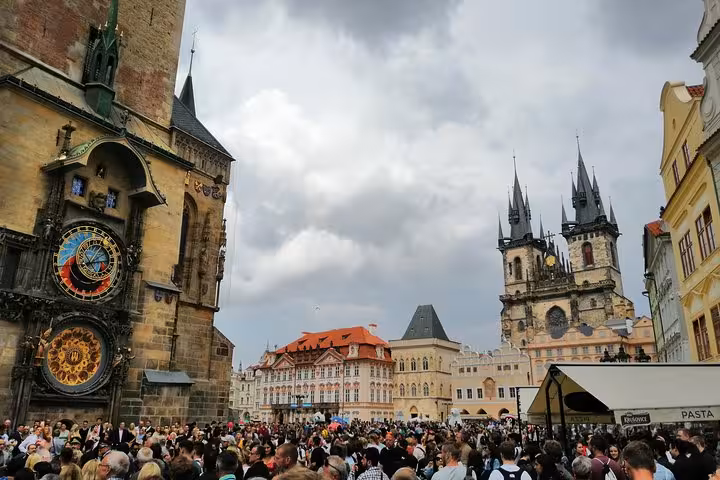 Prague Old Town Square with Astronomical Clock and Church of Our Lady on private day trip from Vienna