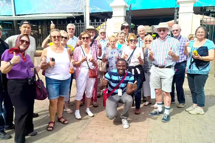 Cruise guests with local guide in Praia, Cabo Verde, during a 3-hour guided historic tour shore excursion