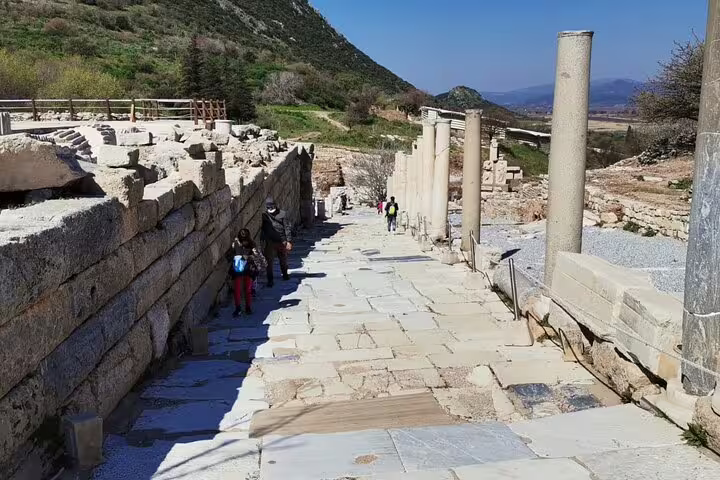 Stone-paved Sacred Way with columns at Priene, visited on a 2-day small-group Ephesus and Didyma tour