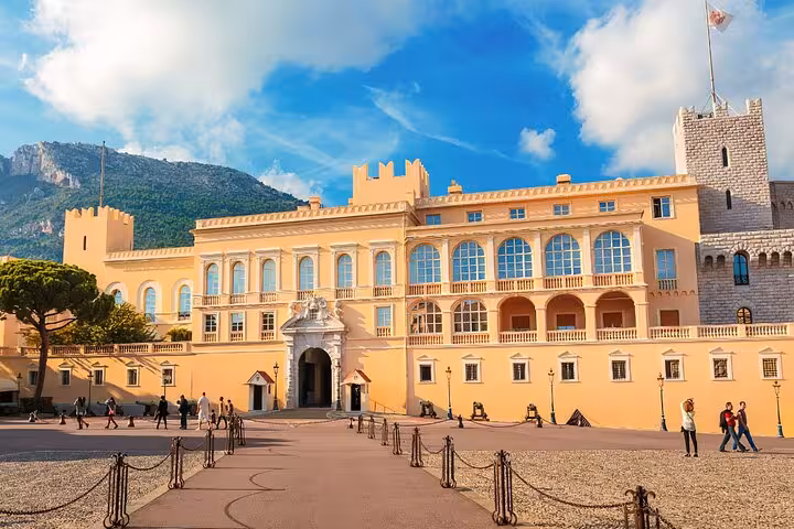 The majestic Prince's Palace of Monaco under a vibrant sky, a key attraction in the Monte-Carlo private tour.