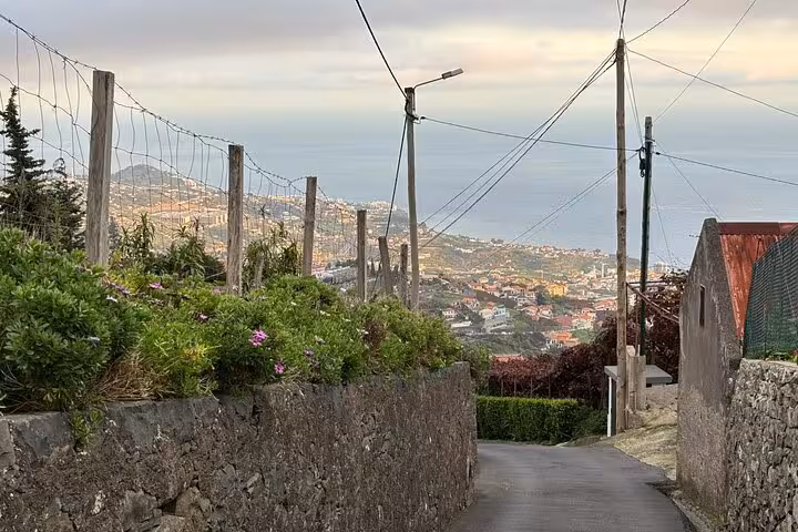 Coastal viewpoint on a private 4x4 shore excursion, descending a village lane with sea panorama and rooftops
