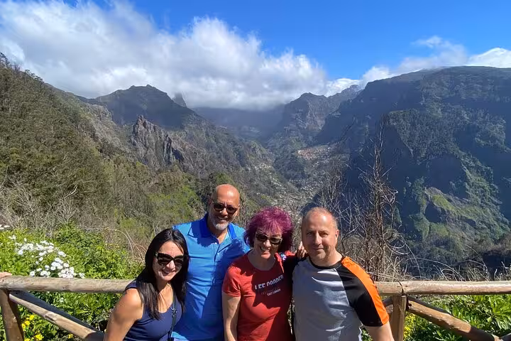 Guests at mountain viewpoint on private 4x4 shore excursion, 4h off-road adventure with scenic valley views