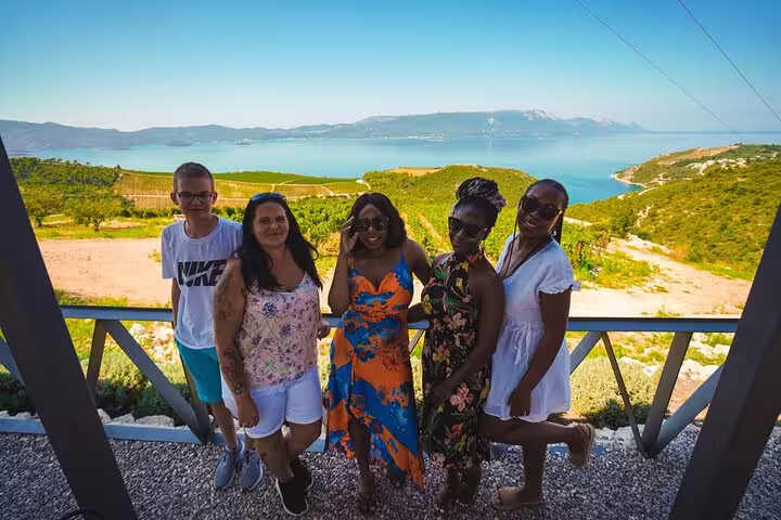 Guests enjoying a panoramic Adriatic viewpoint near Dubrovnik on a private tour, scenic coastal photo stop