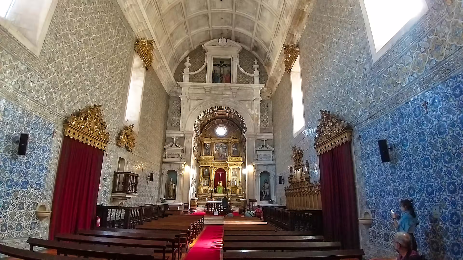 Explore stunning Portuguese architecture in a historic church, part of the customizable private Porto to Lisbon tour.