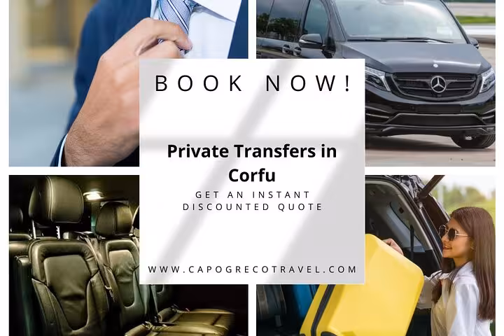 Book private taxi transfer from Corfu Airport to Barbati with premium vehicle and meet-and-greet service