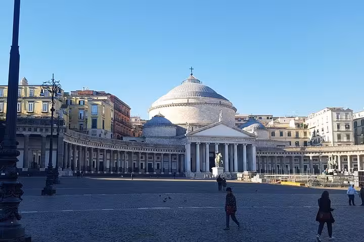 Piazza del Plebiscito Naples view on private transfer from Rome or Fiumicino to Beverello pier