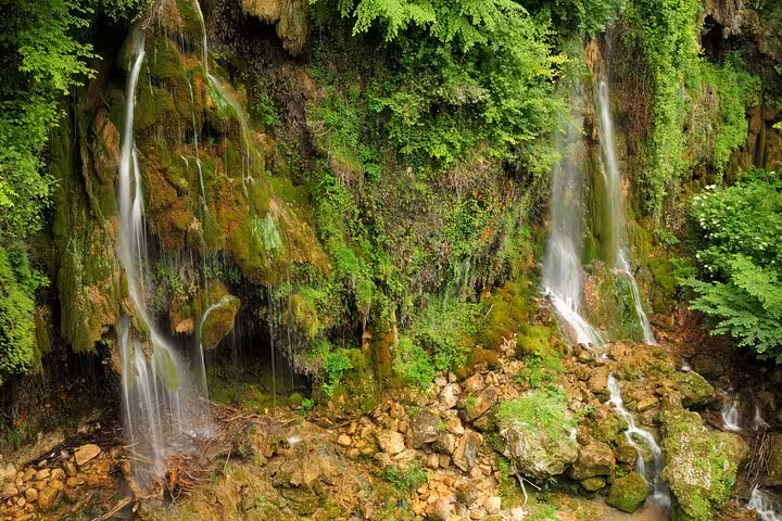 Lush greenery and cascading waterfalls in a serene Provencal landscape, perfect for nature lovers.