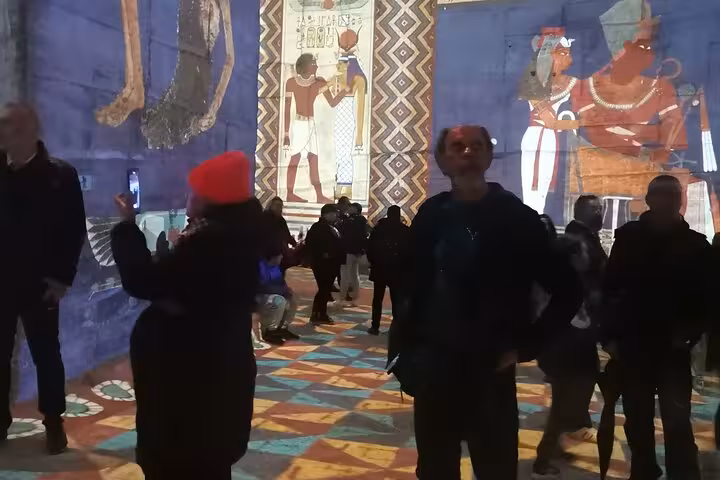 Visitors in immersive art exhibition in Provence, included stop on private vehicle with driver cultural tour