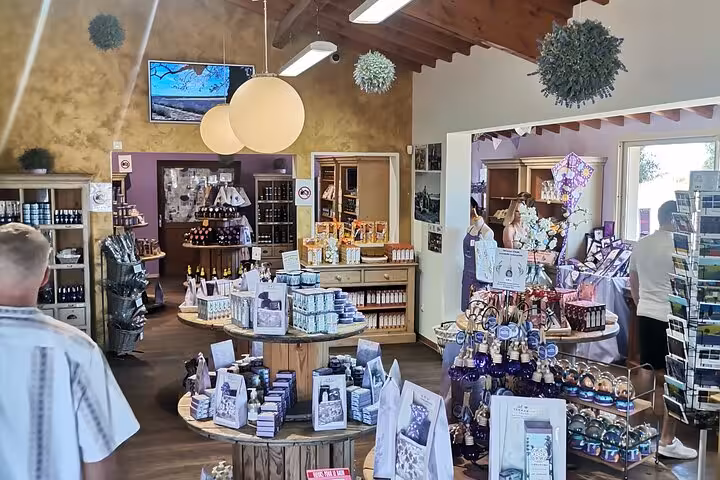 Provence lavender shop interior with local gifts and products, stop on private vehicle with driver day tour