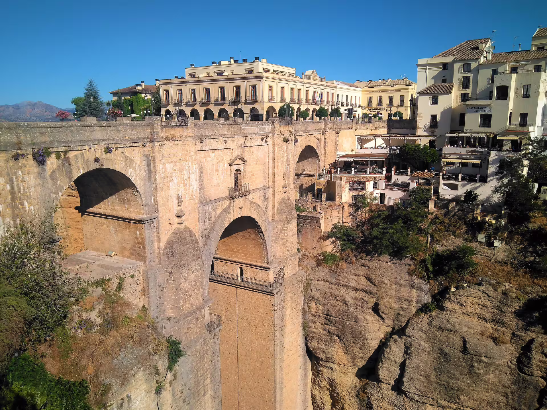 Puente Nuevo bridge over El Tajo gorge in Ronda on a private day trip from Costa del Sol, Andalusia Spain