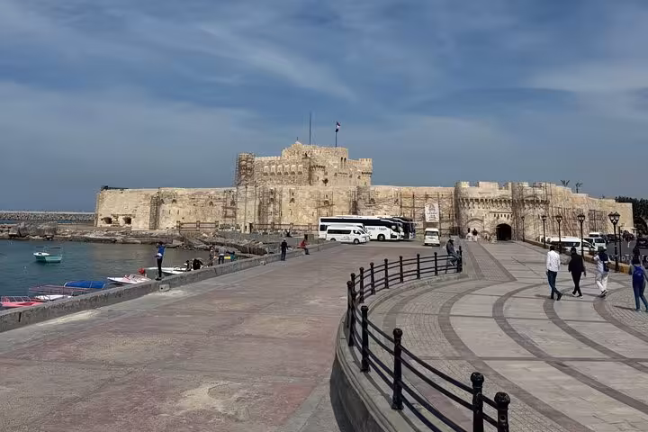 Qaitbay Citadel waterfront promenade in Alexandria, Egypt on private VIP day tour with guide and lunch