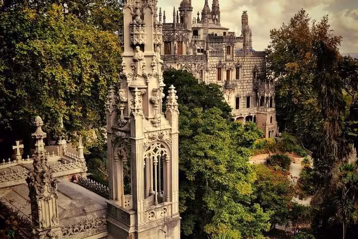 Quinta da Regaleira palace and neo-Gothic tower in Sintra, must-see monument on a self-drive tour