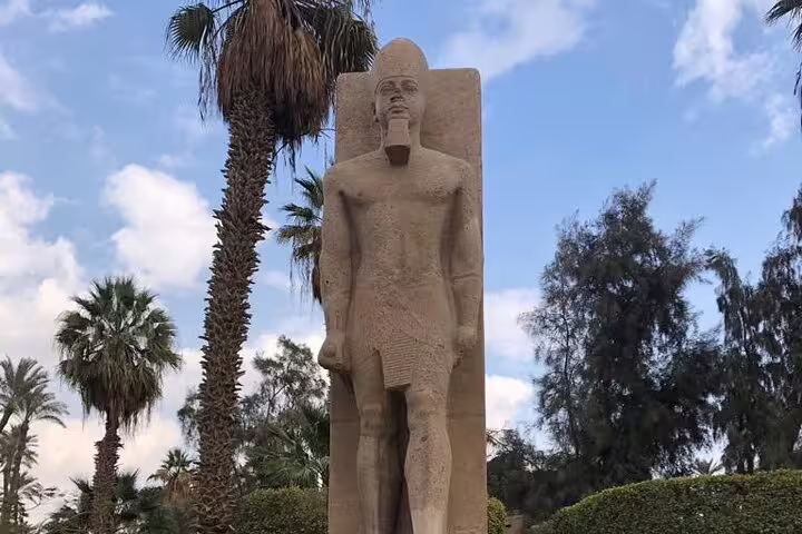 Colossal Ramses II statue in Memphis Egypt, key stop on Sakkara and Dahshur private guided tour