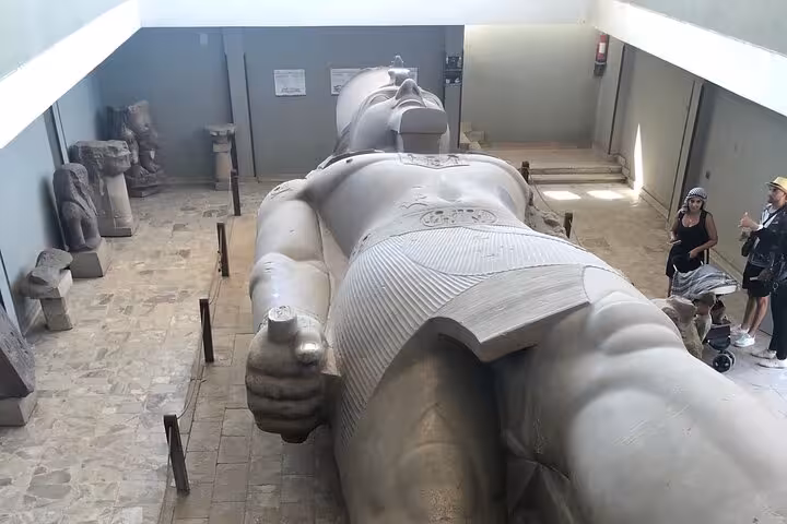 Colossal Ramses II statue at Memphis open-air museum, key stop on Saqqara and Dahshur pyramids tour with lunch