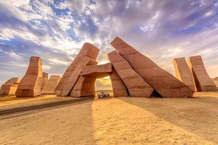 Ras Mohammed National Park gateway monument on half-day bus tour from Sharm El Sheikh, Sinai desert