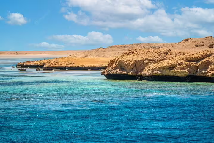 Turquoise Red Sea coastline at Ras Mohammed National Park, scenic stop on Sharm El Sheikh half-day bus tour