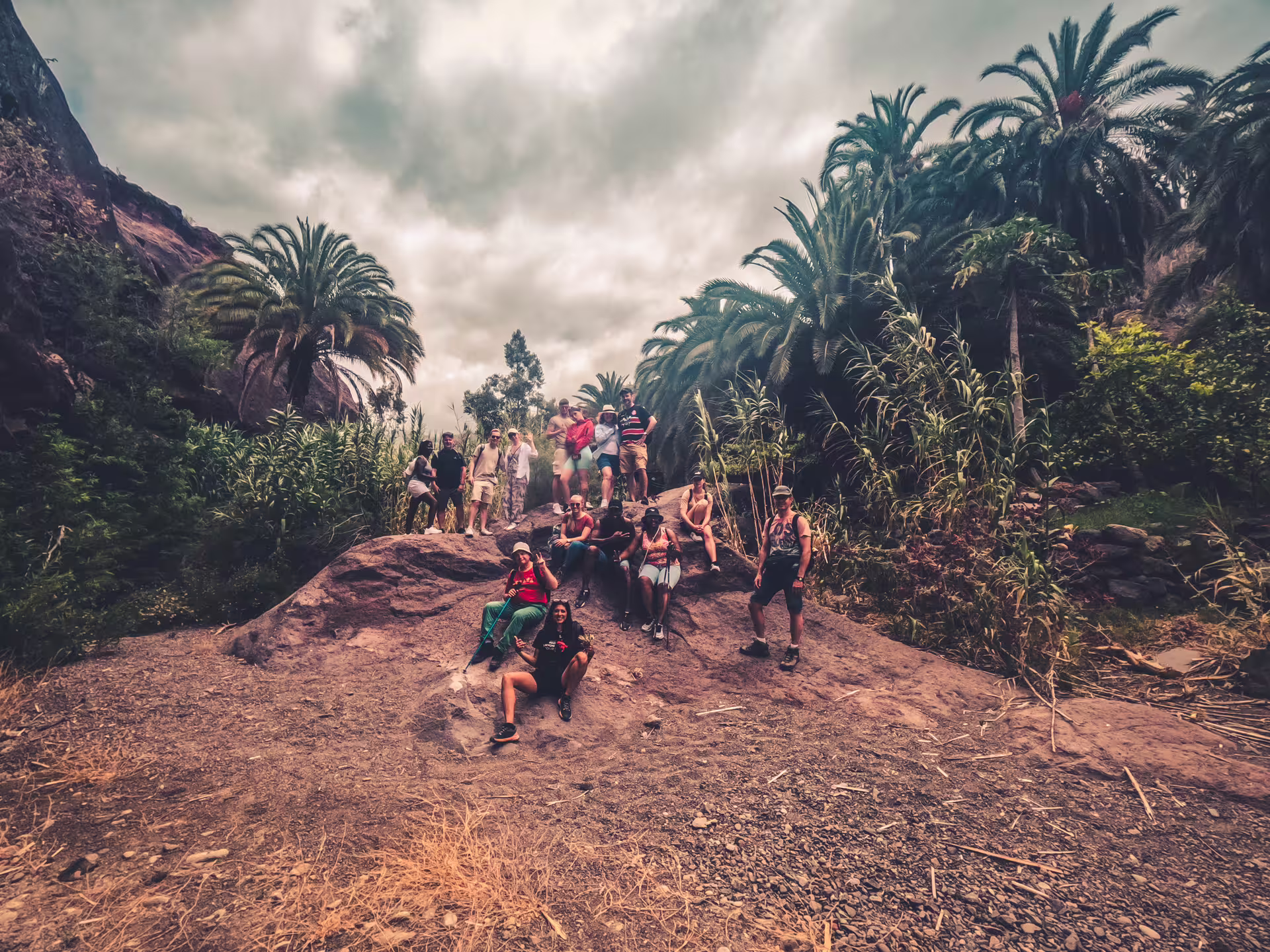 Join a vibrant group of adventurers exploring the lush landscapes of Red Canyon on an unforgettable tour experience.