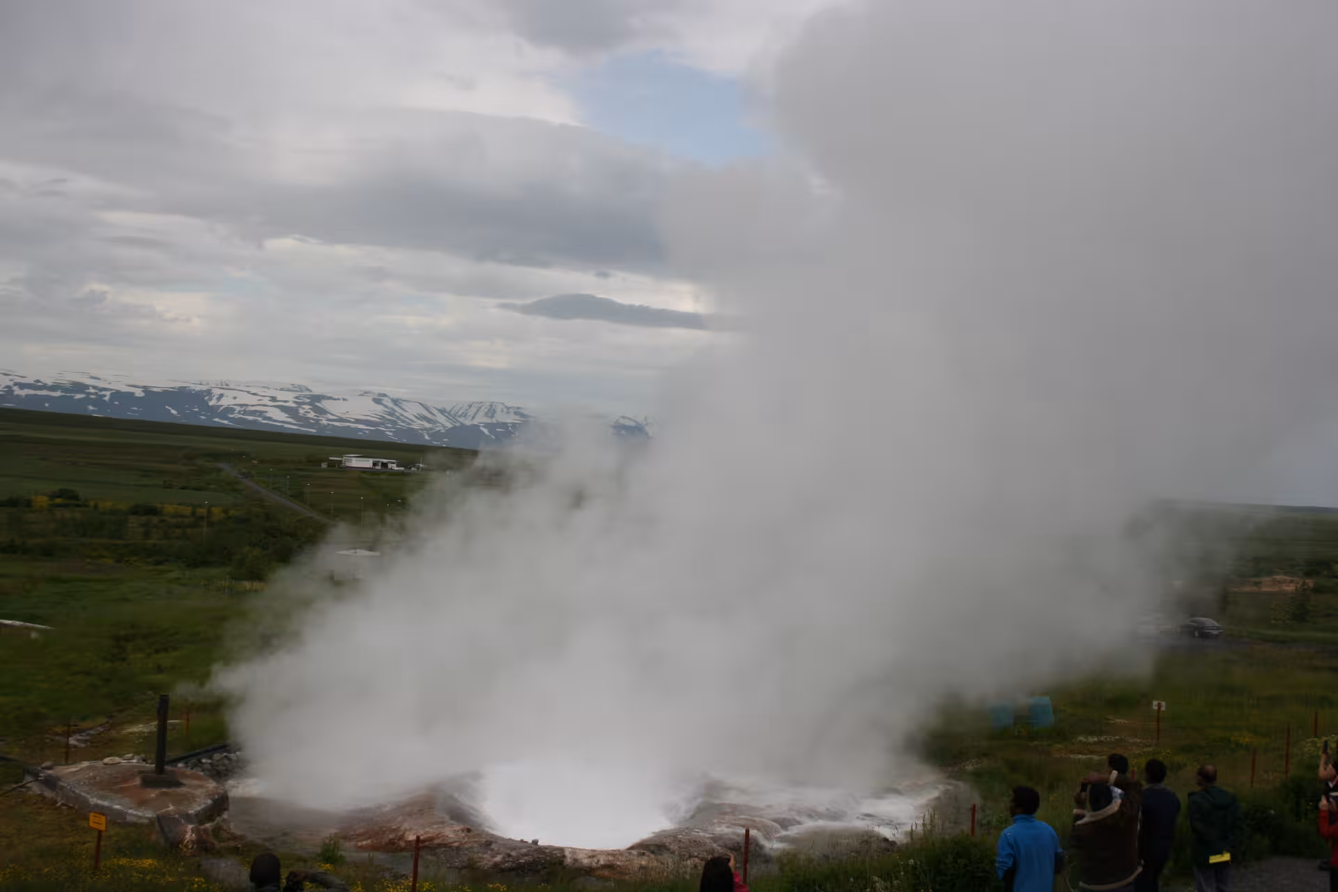 Geothermal steam vent on Reykjanes Peninsula tour from Reykjavik, dramatic Iceland hot spring landscape
