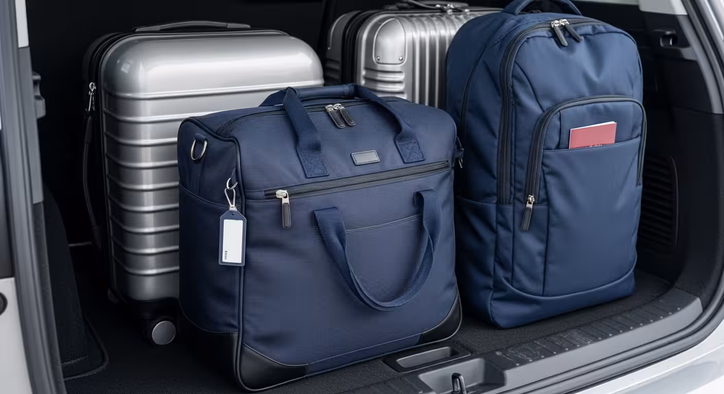 Professional driver welcoming a traveler and assisting with luggage at the Keflavik Airport terminal for a private taxi transfer.