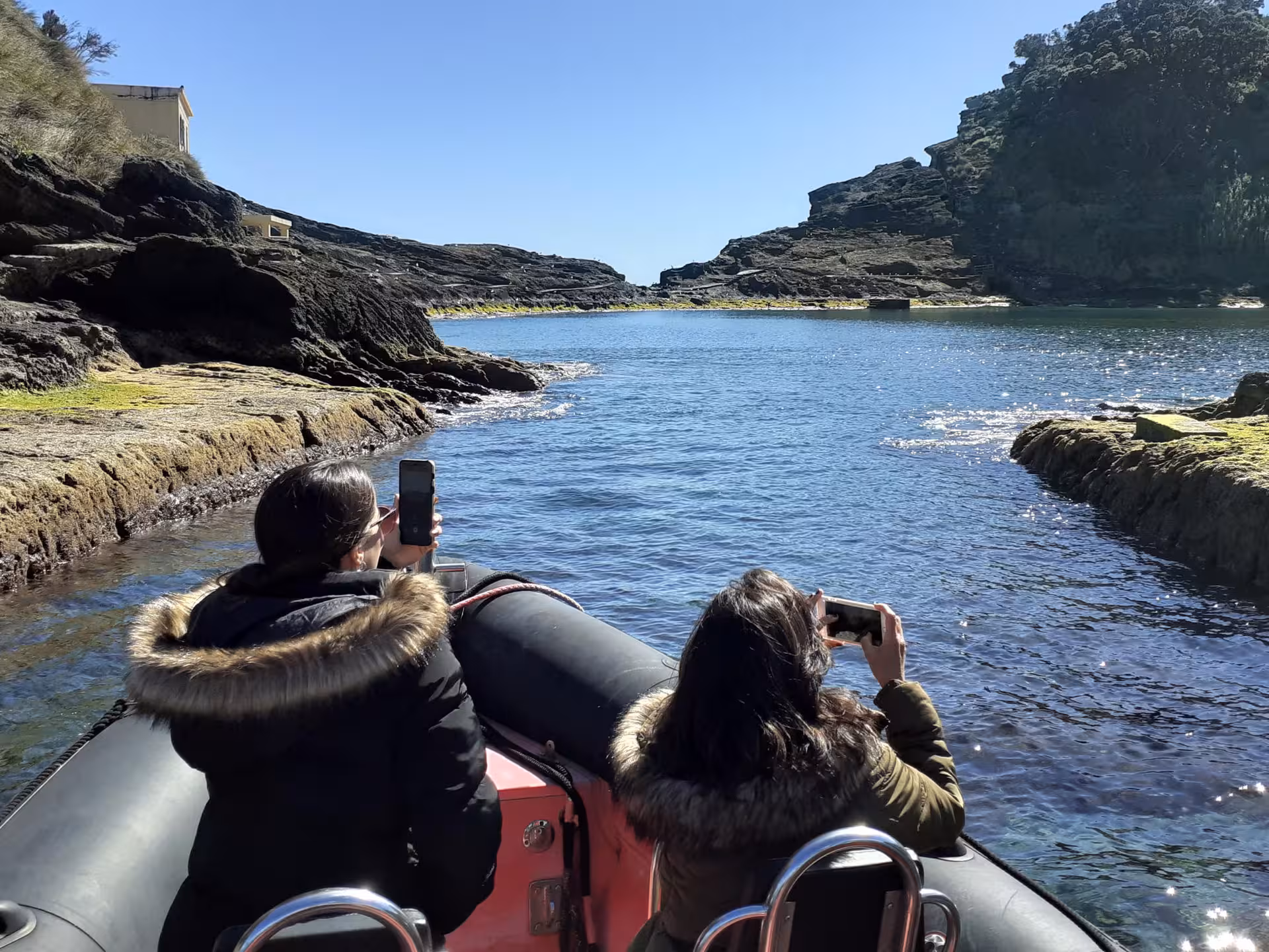 RIB boat tour in Vila Franca do Campo, Azores, cruising past volcanic cliffs and calm blue waters