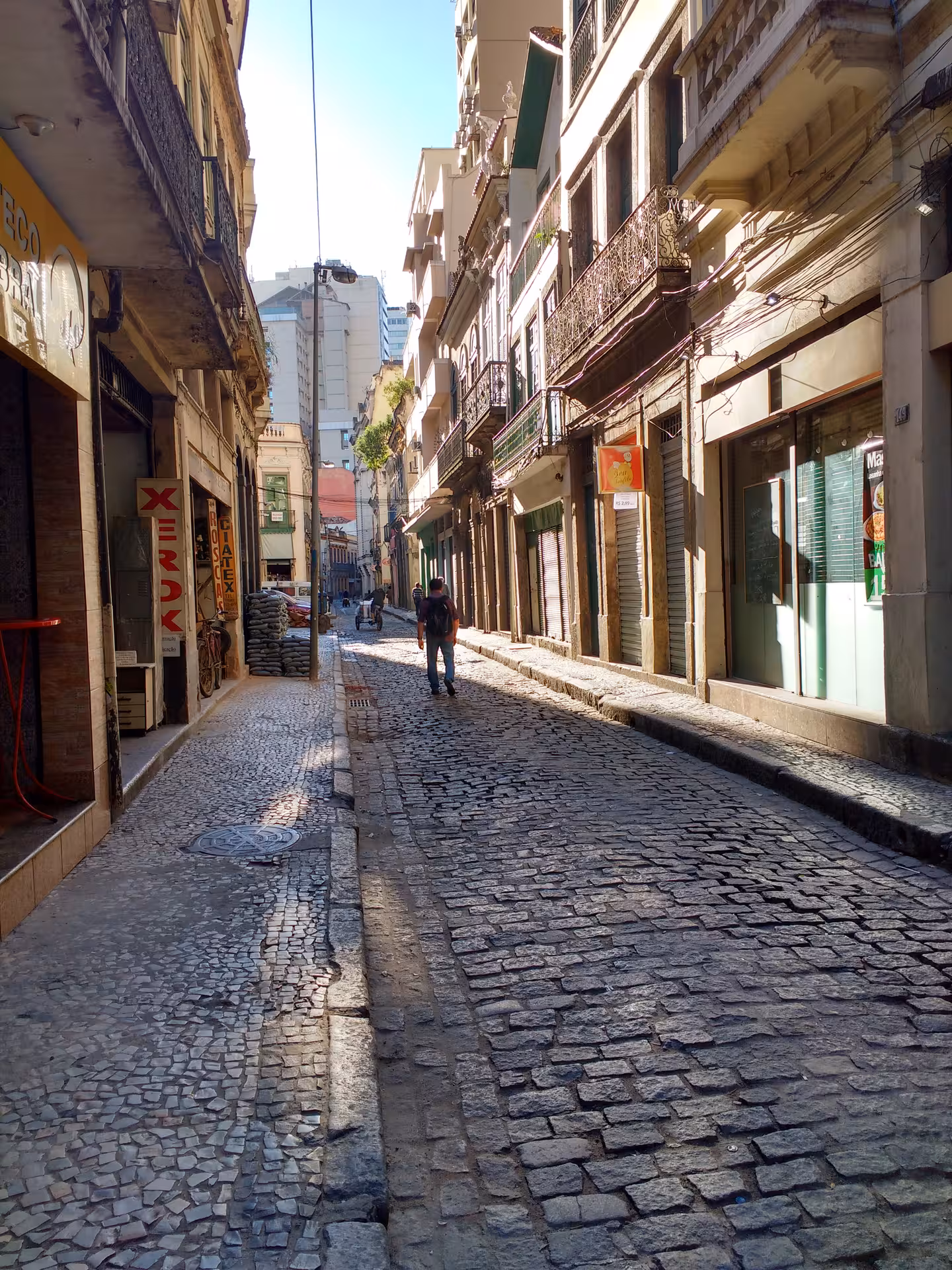 Charming cobblestone street in Rio's Historic Center, perfect for an immersive private walking tour experience.