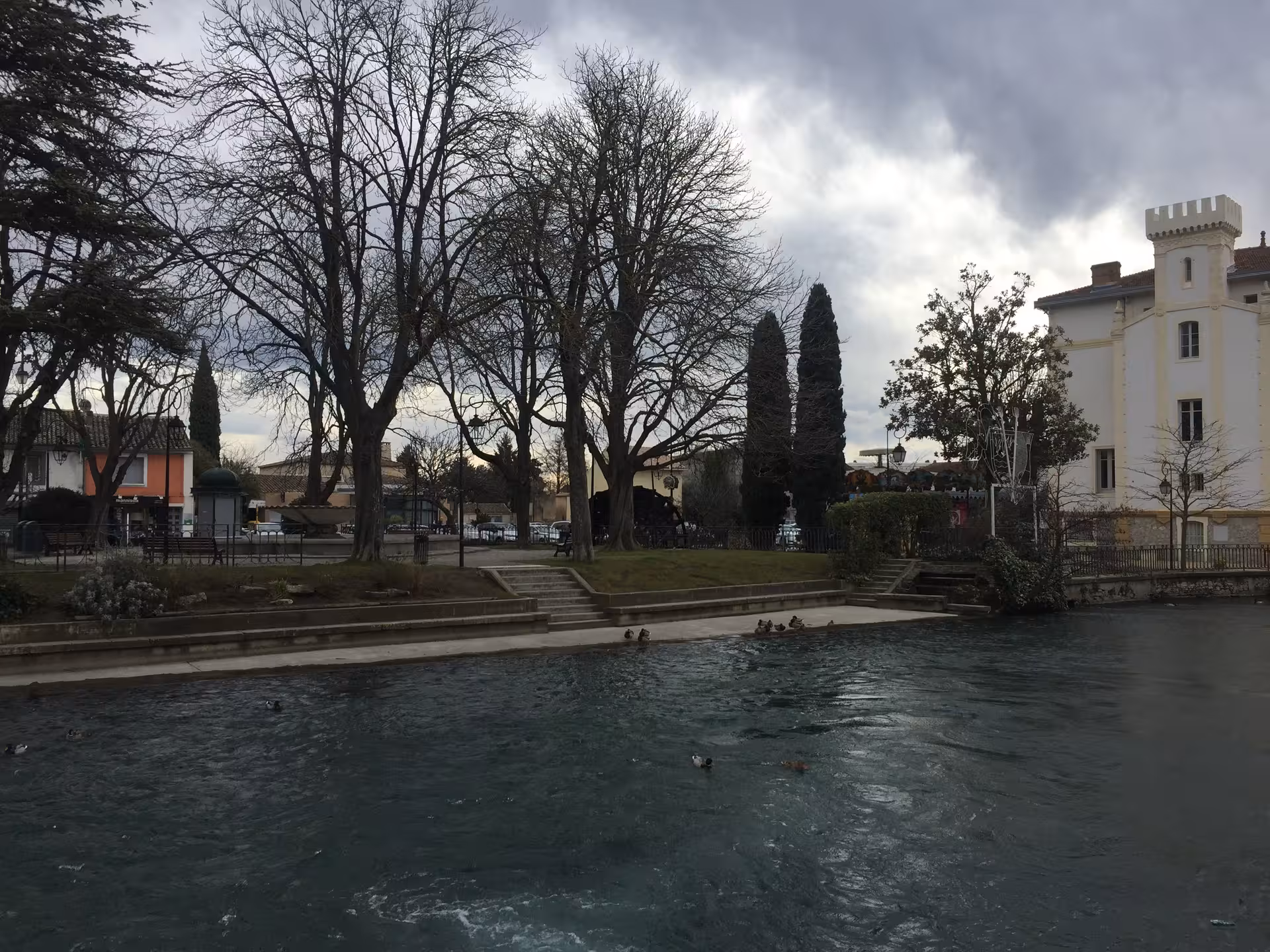 Riverside park on the Sorgue in L'Isle-sur-la-Sorgue, Provence, scenic stop on the Gordes and Roussillon tour