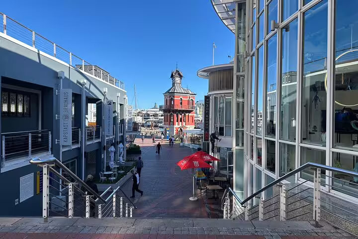 Scenic walkway at V&A Waterfront leading to Nelson Mandela Gateway, entry point for Robben Island tours.