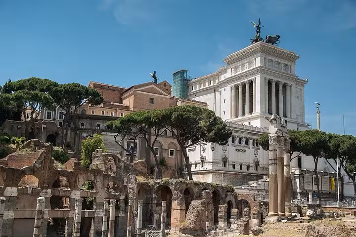 Discover the grandeur of Ancient Rome with views of the Roman Forum and iconic monuments on a private tour.