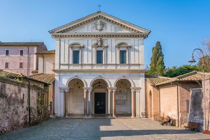 Historic Basilica of San Sebastiano on the Appian Way, a key stop on Rome Colosseum and underground catacombs tours