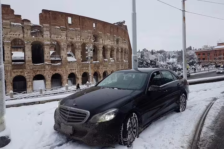 Private half-day Rome sightseeing tour with car transfer by the Colosseum, winter view in Rome