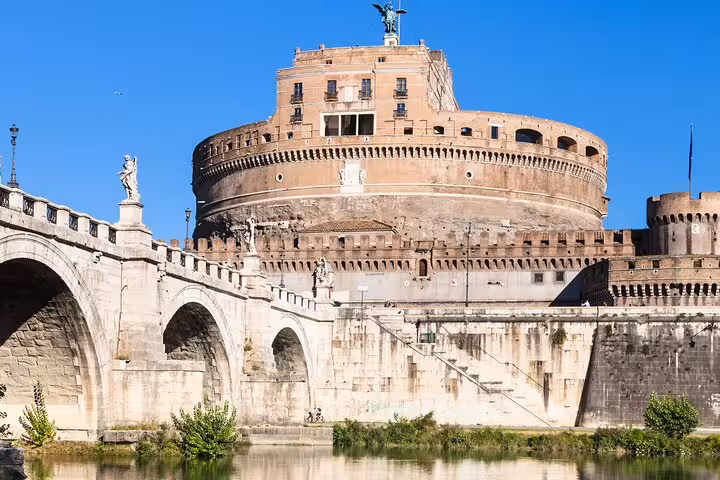 Castel Sant’Angelo and Ponte Sant’Angelo view on Rome walking tour with hosted access to the Vatican