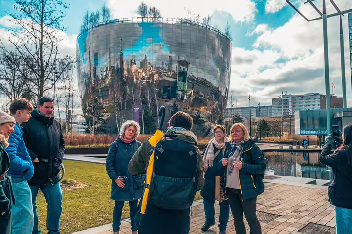 Small group Rotterdam walking tour by Dutch local at Depot Boijmans Van Beuningen mirror building