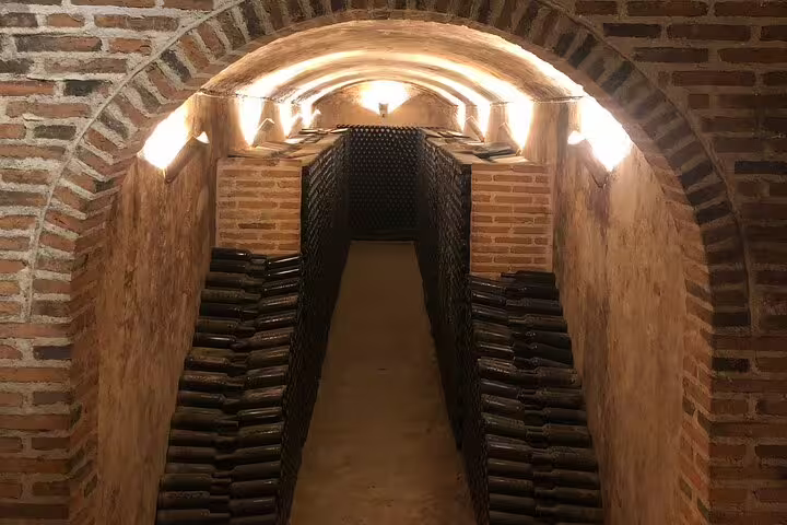 Discover rows of aging wine bottles in a traditional Rueda cellar on this exclusive Madrid wine tour.