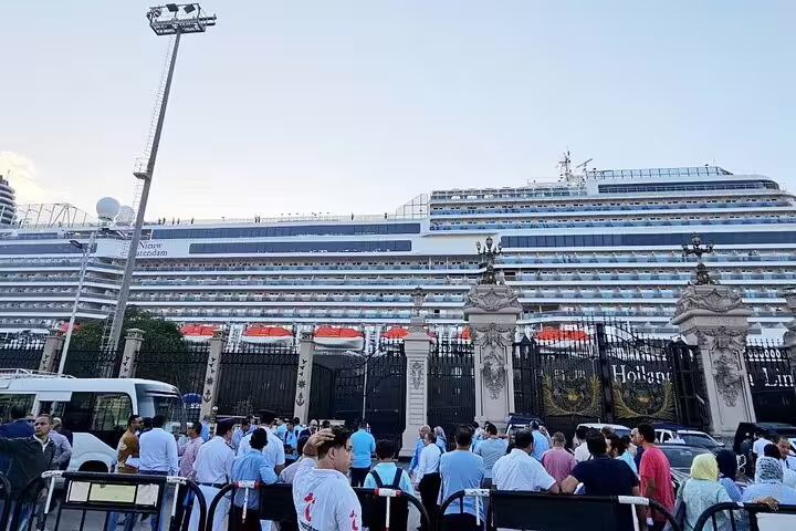 Cruise ship docked at Safaga Port, pickup point for 2-day Luxor tour to Valley of the Kings and temples